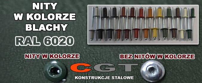 Nity w kolorze blachy zielone RAL6020 cgt.com.pl allegaraze.pl